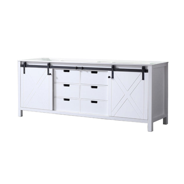 English Elm White Double Bath Vanity 84" W – Elegant Storage Solution With Soft-Close Drawers & Durable Design B2731P260076-GIGA