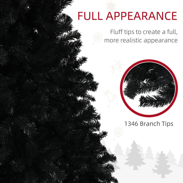 English Elm Homcom 7.5Ft Tall Black Artificial Christmas Tree With 1346 Branch Tips, Easy Setup & Sturdy Base W2225P229283