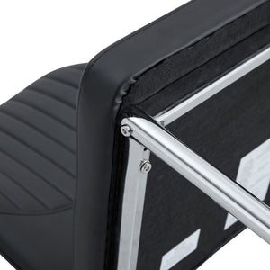 English Elm Luxury Simple Chair Set Of 4 - Elegant Black Pu Leather Dining Chairs With Stylish Silver Legs W1151P282690