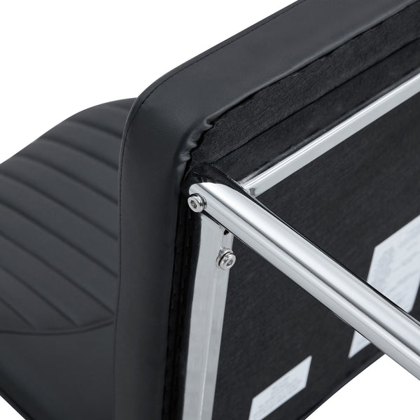 English Elm Luxury Simple Chair Set Of 4 - Elegant Black Pu Leather Dining Chairs With Stylish Silver Legs W1151P282690