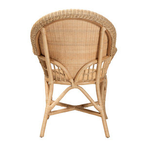 English Elm Modern Natural Rattan Accent Chair Woven Openwork Frame for Bohemian Living Spaces B2750P420382