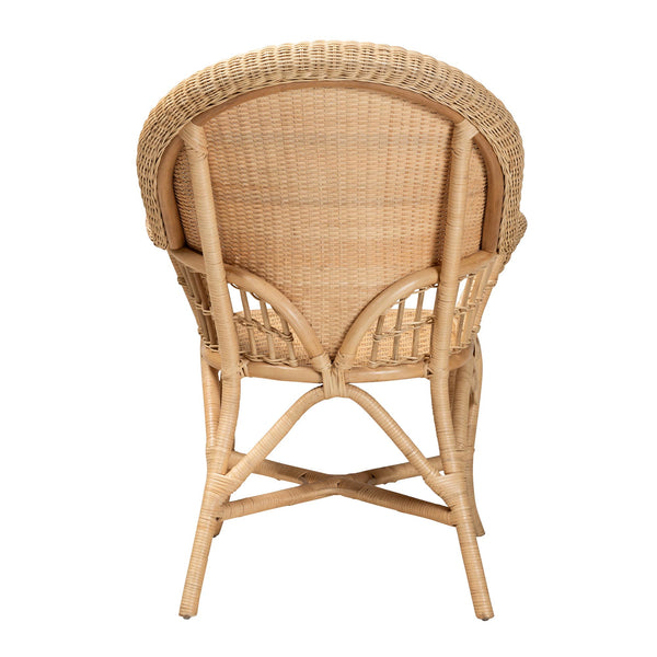 English Elm Modern Natural Rattan Accent Chair Woven Openwork Frame for Bohemian Living Spaces B2750P420382