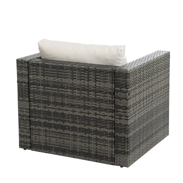 English Elm Patio 6-Piece Pe Wicker Furniture Set With Glass Coffee Table – Stylish Outdoor Seating For Relaxation W1703S00025-GIGA