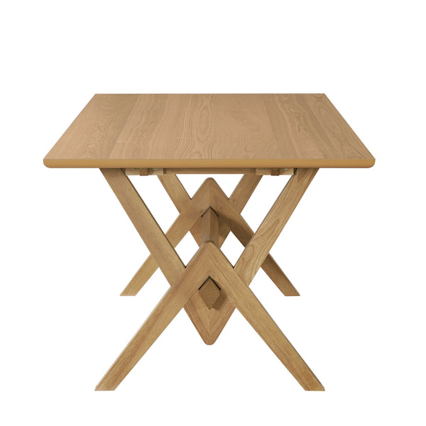 English Elm Christopher Knight Home® - 63" Double V Dining Table with Solid Wood Base, Farmhouse Rustic Grain, Seats 6, Durable Dovetail Craftsmanship Natural N771P330587A