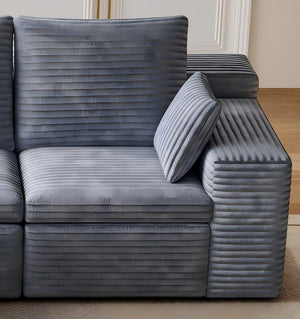 English Elm U Shaped Modular Sectional Corduroy Sofa with Pull Out Chaise for Modern Living Rooms Gray W1825P334960