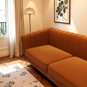 English Elm FX-P81-OR2(SOFA)Mid-Century Velvet Black Chesterfield 3-Seater Sofa with Gold Legs, Tufted Luxe Seating W576S00094