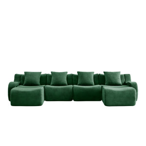 English Elm U-Shaped Modular Boneless Sofa In Plush Teddy Fabric - No Assembly, Ergonomic Design & Anti-Slip Base W714S01446-GIGA