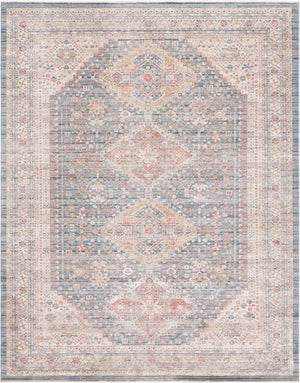 Unique Loom Noble Elizabeth Machine Made Medallion Rug Blue, Beige/Ivory/Gray/Red/Pink 10' 0" x 13' 5"