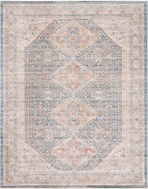 Unique Loom Noble Elizabeth Machine Made Medallion Rug Blue, Beige/Ivory/Gray/Red/Pink 10' 0" x 13' 5"