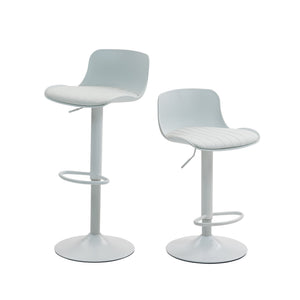 English Elm Bar Stools Set of 2 Adjustable Swivel Pu Leather Kitchen Island Seating with Back White W676P358683