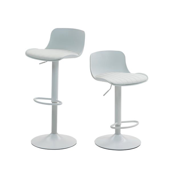 English Elm Bar Stools Set of 2 Adjustable Swivel Pu Leather Kitchen Island Seating with Back White W676P358683