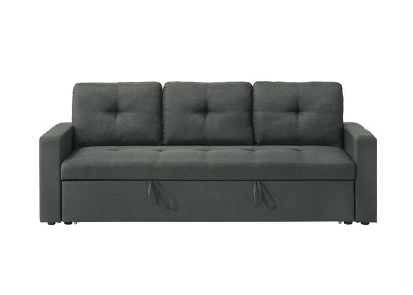 English Elm Bergamo Tufted Sleeper Sofa Pull Out Convertible Gray Fabric Guest Living Room B2749P413196