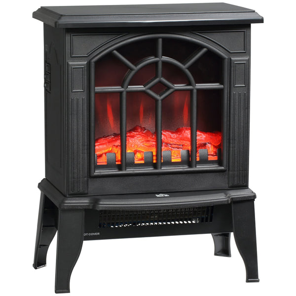 English Elm Homcom Electric Fireplace Stove - Compact 18" Heater With Realistic Flame, 2 Heat Settings & Safety Features W2225P249853