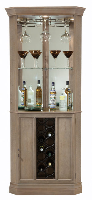 Hekman Furniture 690000 Elegant Wine & Bar Cabinet With Ample Storage, Touch-lite & Glass Panels For Stylish Home Decor Aged Grey Piedmont Vi Corner Wine Cabinet 690047
