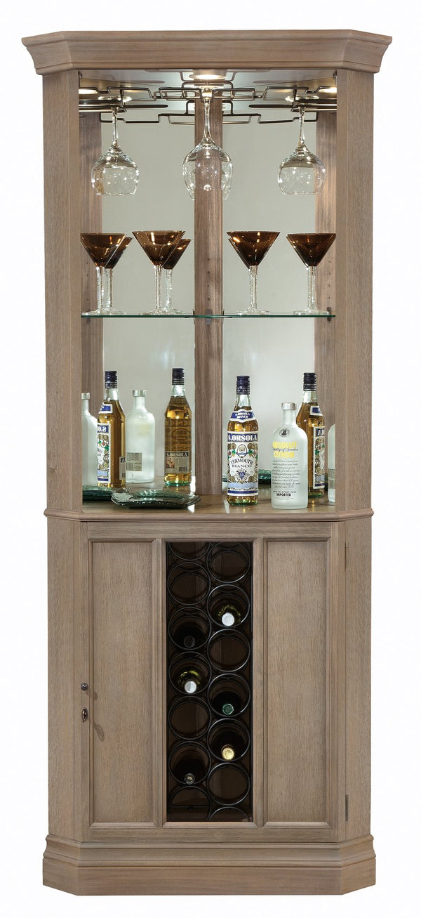 Hekman Furniture 690000 Elegant Wine & Bar Cabinet With Ample Storage, Touch-lite & Glass Panels For Stylish Home Decor Aged Grey Piedmont Vi Corner Wine Cabinet 690047