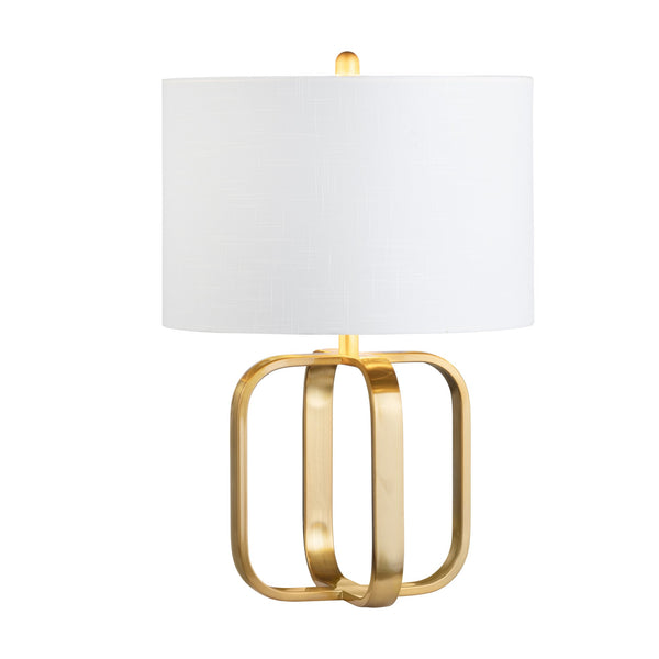 Crestview Collection 26"H Greyson Modern Metal Table Lamp With Chic Gold Finish, Textured White Shade & Versatile Design   Cvazer165