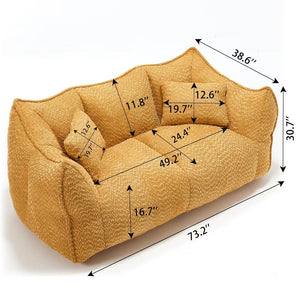 English Elm Soft Plush Foam Beanbag Chair for Two People, Square Recliner Sofa With Superfiber Comfort Embrace Yellow W1996P252272