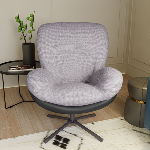 English Elm Christopher Knight Home® - 360° Swivel Office Chair Chenille and Faux Leather Accent with Metal Base, Ergonomic Plush Seating for Home and Office Black,Light Gray N817P205024G