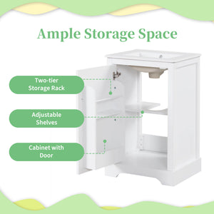 English Elm 20" Bathroom Vanity With Soft-Close Door, Ceramic Sink, Adjustable Shelves & Chic Storage Solutions N725P351852K