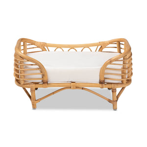 English Elm Modern Rattan Woven Pet Bed with Cushion Bohemian Artisan Frame for Any Room B2750P470057