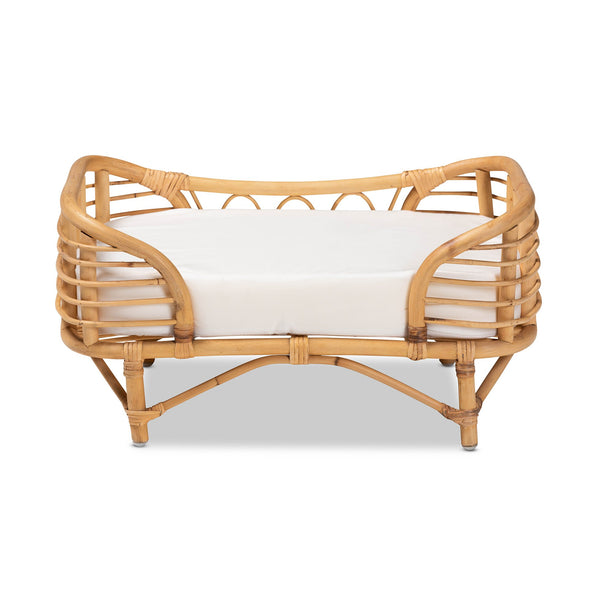 English Elm Modern Rattan Woven Pet Bed with Cushion Bohemian Artisan Frame for Any Room B2750P470057