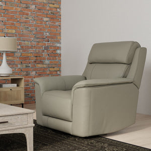 English Elm Oslo Manual Glider Recliner Mineral - Genuine Leather Swivel & Glide, High-Density Foam Comfort PMID B339P410137