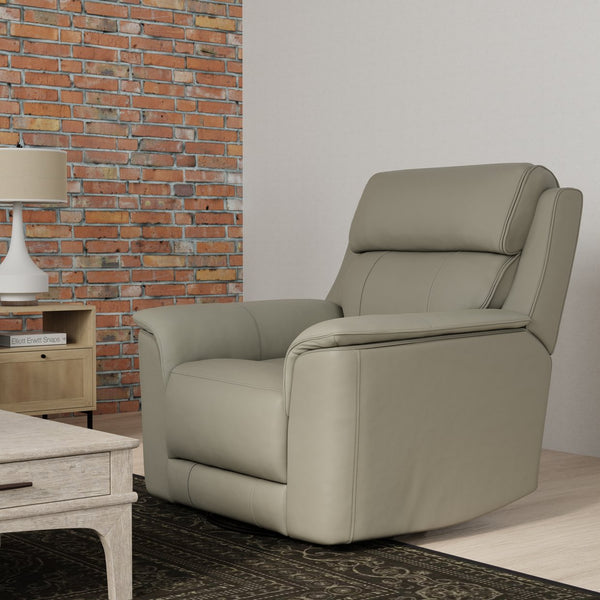 English Elm Oslo Manual Glider Recliner Mineral - Genuine Leather Swivel & Glide, High-Density Foam Comfort PMID B339P410137