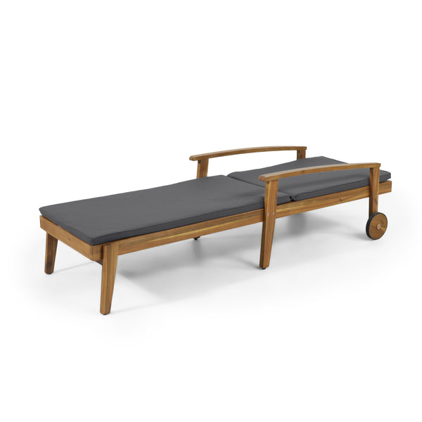 English Elm Jason Outdoor Acacia Wood Chaise Lounge with Adjustable Recline and Slat Design Grey N769P363844G