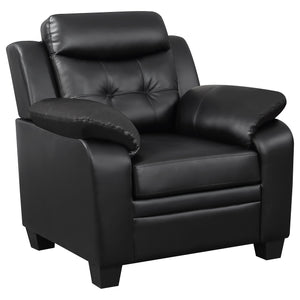 English Elm Winchell Black Tufted Upholstered Accent Chair with Padded Arms, Leatherette Comfort & Modern Elegance B062P331078