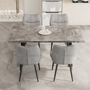 English Elm 62.9-Inch Stylish Mdf Dining Table And Velvet Chair Set For 4-6, Easy Assembly, Modern Comfort W1727S00077