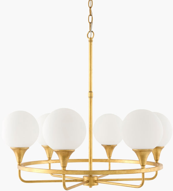 Surya Bolbec Art Deco Iron and Glass Chandelier for Dining Room or Entryway Focal Point BBC-001