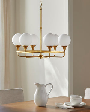 Surya Bolbec Art Deco Iron and Glass Chandelier for Dining Room or Entryway Focal Point BBC-001