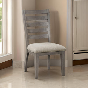 English Elm Trea Ladder Back Dining Chairs Set of 2 Gray Wood Frame with Cushioned Seat B056P412616