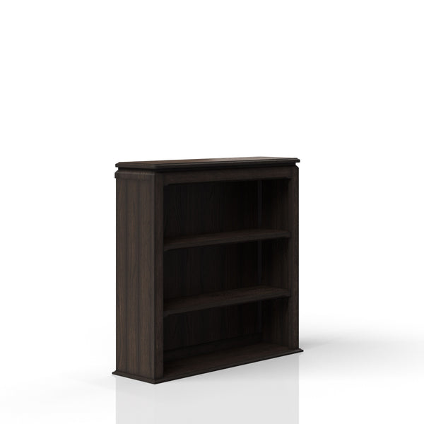 English Elm Chocolate Traditional Two-Shelf Bookcase Hutch with Solid Wood & MDF, Sturdy Storage Shelving Design Chocolate 48 L x 16 W x 48 H B2699P208301
