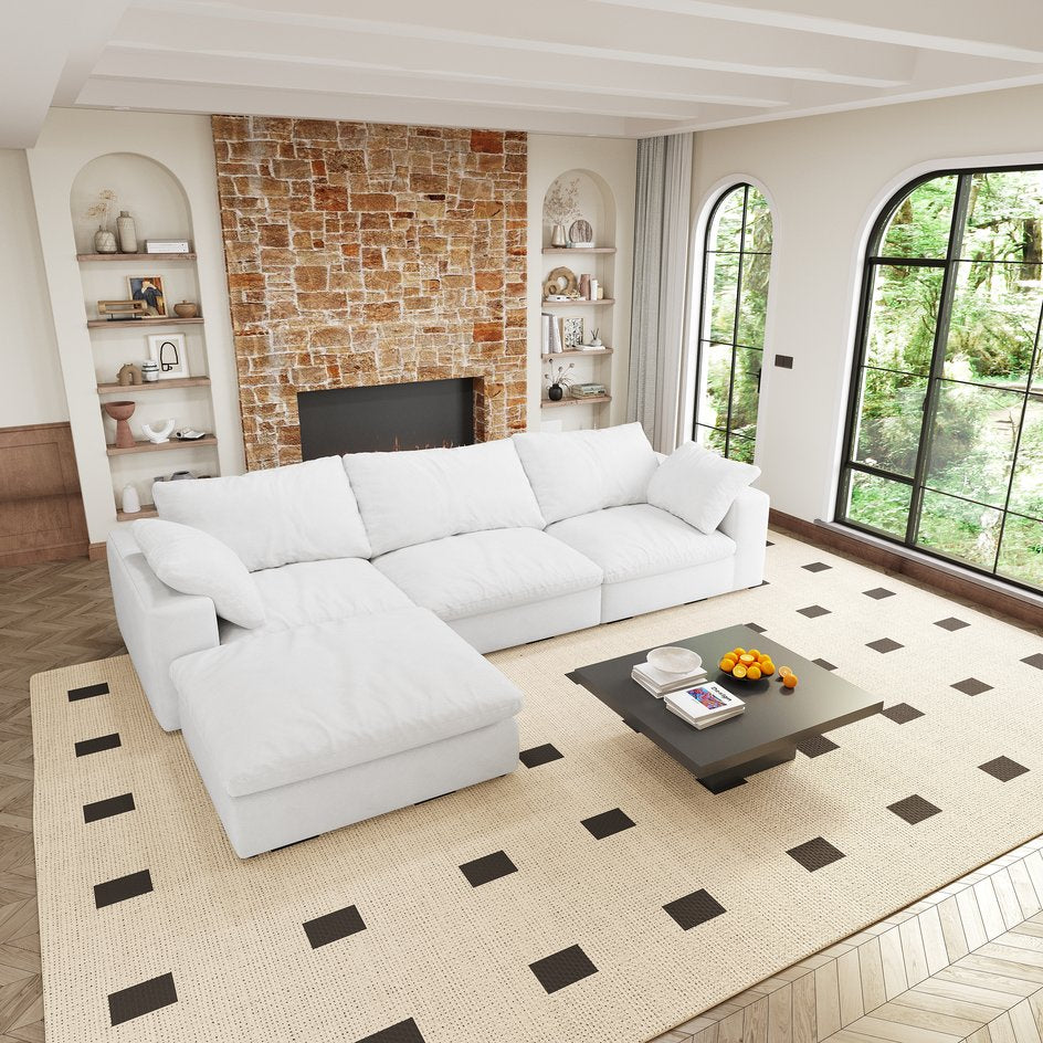 English Elm Cloud Modular L-Shaped Sectional Sofa With Storage Ottoman - Plush Comfort & Customizable Design W2824S00018