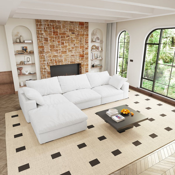 English Elm Cloud Modular L-Shaped Sectional Sofa With Storage Ottoman - Plush Comfort & Customizable Design W2824S00018