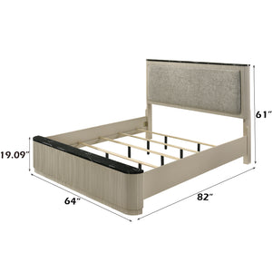 English Elm Travonte Upholstered Queen Bed with Marble Panel Headboard in Gray Linen B2756S00004