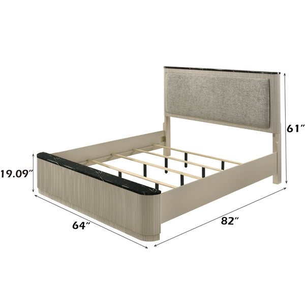 English Elm Travonte Upholstered Queen Bed with Marble Panel Headboard in Gray Linen B2756S00004