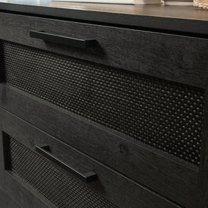English Elm 4-Drawer Chest In Sleek Black Finish - Stylish Storage Solution For Bedrooms & Living Areas, Easy Assembly B356P402759