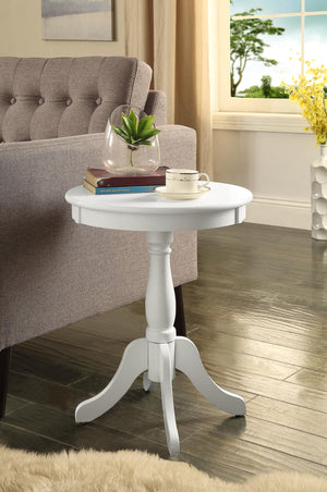 English Elm Alger Round White Finish Accent Table — Cottage Transitional Pedestal Side Table, Solid Wood Top, 40lb B2726P256196