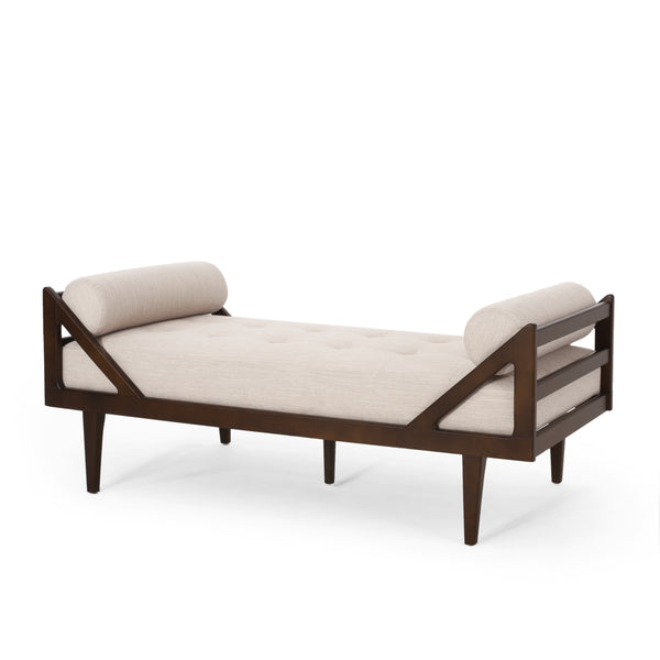 English Elm Chaise Lounge with Button Tufting Waffle Stitch Bentwood Frame for Living Room 70758.00