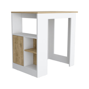 English Elm Stirling Kitchen Island with 36.2" Top, Push-to-Open Cabinet, 3 Side Shelves Multicolor Prep Hub B200P188868