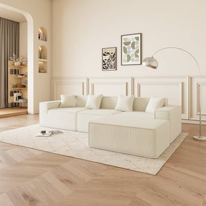 English Elm Modular L-Shaped Sectional Sofa - Reversible Chaise, Soft Corduroy Fabric, Space-Saving Comfort W1765S00107