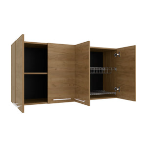 English Elm Kitchen Cabinet Durham Macadamia Beige Wall-Mounted 4-Door Engineered Wood 47.2x23.6x13.1-in sturdy design B092P309165