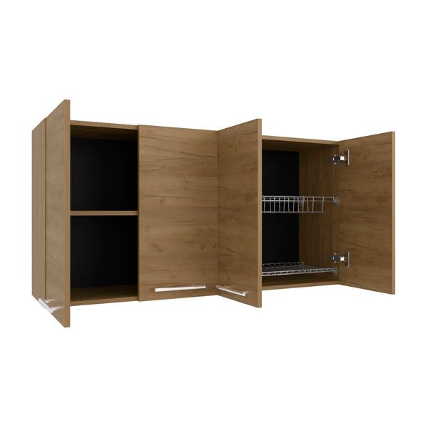 English Elm Kitchen Cabinet Durham Macadamia Beige Wall-Mounted 4-Door Engineered Wood 47.2x23.6x13.1-in sturdy design B092P309165