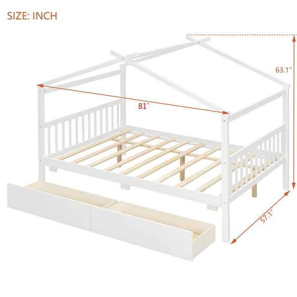 English Elm Twin House Bed Solid Pine Kids Cottage Frame with Storage Drawers Imaginative Room N708P309247K