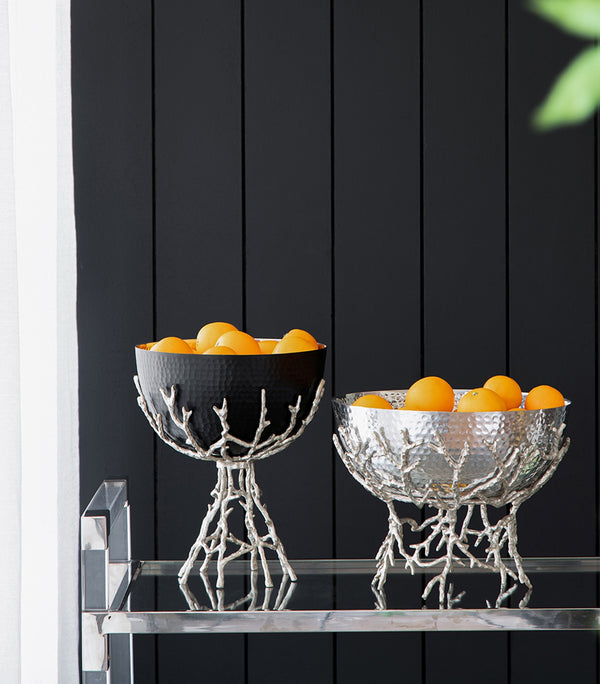 English Elm 11x11x13.8" Aluminum Twig Stand Bowl Nickel Matte Black Organic Modern Centerpiece W2078P489709