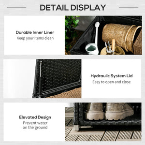 English Elm Outsunny Versatile Outdoor Deck Box & Shoe Storage, Waterproof Liner, Durable Rattan, Easy Access W2225P217538-GIGA