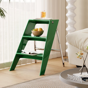 English Elm Home Foldable Ladder Frame multi-use ABS+Steel stool side table bookshelf anti-slip compact stand Olive Green W3318P308257