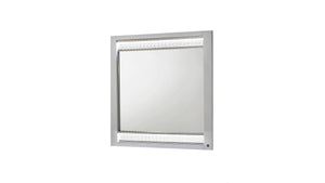 English Elm Glam 40"W x 39"H Modern LED Wall Mirror with Crystal Accents, High-Gloss Lacquer Frame, Luxe Glow G150108643